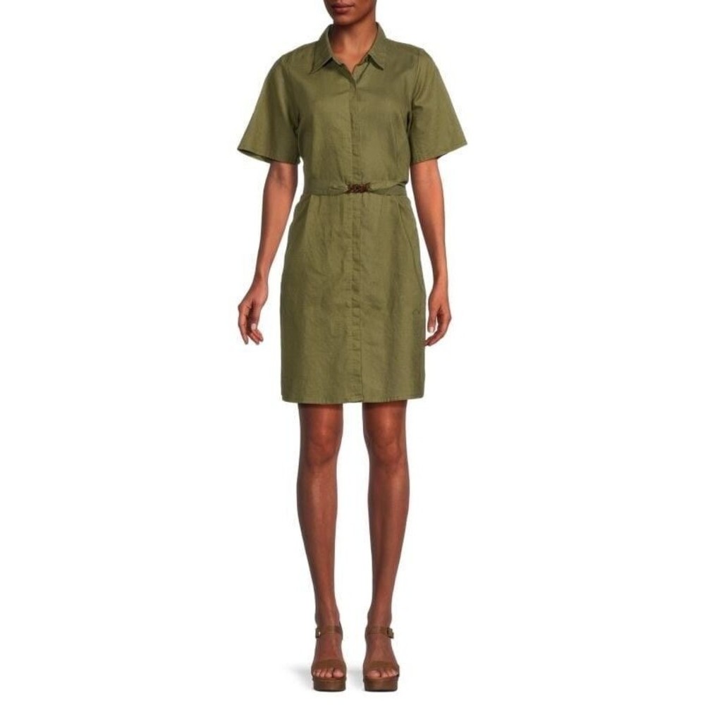 Saks Fifth Avenue Belted Linen Blend Shirtdress - Medium